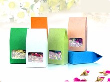 30 шт./лот картонный пакет из крафт-бумаги для упаковки чая, прозрачная оконная коробка для хранения тортов, печенья, пищевых продуктов, стоячий бумажный упаковочный пакет 2024 - купить недорого