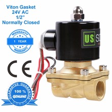 Válvula de solenoide eléctrica de latón sólido de 1/2 pulgadas de ee.uu., 24V CA, Junta Viton normalmente cerrada, aire, Gas, combustible, rosca NPT / G 2024 - compra barato