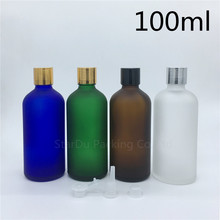 Garrafa de viagem 100ml verde azul âmbar transparente fosco garrafa de vidro, 100cc frascos de óleo essencial garrafa com tampa 10 pçs/lote 2024 - compre barato