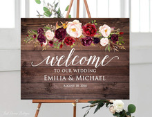 Floral Personalized Wood Wedding Welcome Sign With Flowers,Rustic Welcome Wedding Sign Wood Alternatives With Couple Names&Date 2024 - buy cheap