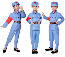 Ropa del ejército chino de la 8. ª ruta para niños, traje del Ejército Rojo, disfraz militar, ropa de actuación 2024 - compra barato