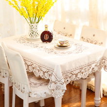 HAPIBEIHPB-Mantel de mesa de flores, elegante mantel de poliéster satinado bordado Floral hecho a mano 2024 - compra barato
