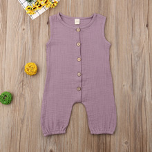 Fashion Summer Newborn Baby Girls Boys Button Romper Casual Sleeveless Jumpsuit Outfits Clothes 2024 - buy cheap