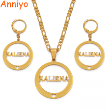 Anniyo KALIENA Letter Pendant Necklaces Earrings sets for Women Gold Color Jewelry Gifts (CAN NOT CUSTOMIZE THE NAME) #035921 2024 - buy cheap