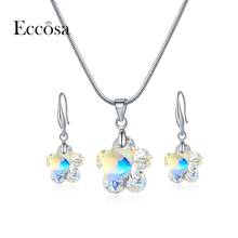 ECCOSA Inspiration Plum Blossom Flower Earrings Pendants Necklaces Women Jewelry Sets Made With Original Crystal From Swarovski 2024 - buy cheap