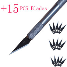 Metal Handle Scalpel Craft Knife Cutter Engraving Hobby + 16pcs Blade Mobile Phone Laptop PCB Repair Hand Tools f1 knife 2024 - compra barato