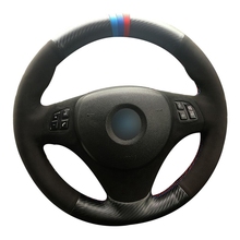 Fiber Leather Black Suede Car Steering Wheel Cover for BMW E90 320i 325i 330i 335i E87 120i 130i 120d 2024 - buy cheap