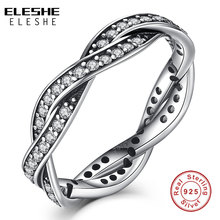 ELESHE Genuine 925 Sterling Silver Ring with Cubic Zirconia Twist Of Fate Stackable Rings for Women Engagement Christmas Jewelry 2024 - buy cheap