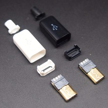10 комплектов, позолоченный штекер MICRO USB с пластиковой оболочкой, 5 комплектов, черный + 5 комплектов, белый 2024 - купить недорого