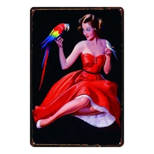 Pin UP Girl Beleza Retro Placas de Lata Placa de Metal Da Parede Do Vintage Casa Restaurante Apartamento Arte Decoração Cuadros 30X20 cm DU-1917 2024 - compre barato