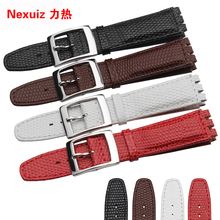 2016 High quality Genuine Leather watch straps lizard grain 17mm fits SWC with stainless steel clasps Three lugs 2024 - buy cheap