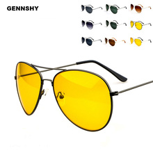 Солнцезащитные очки-авиаторы в винтажном стиле UV400 женские, классические брендовые дизайнерские солнечные очки в золотой и металлической оправе, с желтыми линзами, в чёрной оправе, для вождения и путешествий 2024 - купить недорого