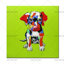 Arte decorativo hecho a mano perro pintura al óleo sobre lienzo salón hogar Decoración de pared pinturas mano Animal pintado fotos sin marco 2024 - compra barato