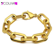 Stainless Steel Link Bracelet Gold Plating Lobster Clasp Bracelet Chain for Women and Men High Polished Shiny Fashion Bangle 2024 - buy cheap