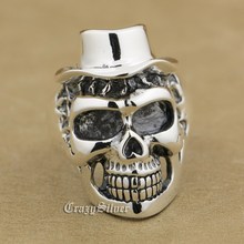 925 Sterling Silver Skull Hat Mens Biker Rocker Punk Ring 9W004 US Size 7 to 15 2024 - buy cheap
