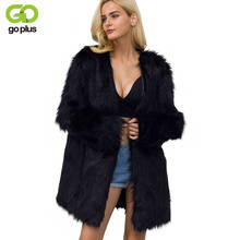 GOPLUS Winter Coat Women V Neck Faux Fur Jackets Black White Fake Fur Hairy Shaggy Jacket Loose Faux Fur Coat Casual Outerwear 2024 - buy cheap