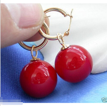 Rare Huge 12mm Tahitian Coral Red South Sea Shell Pearl Earring 2024 - buy cheap