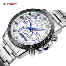 Часы наручные Longbo мужские спортивные, брендовые Роскошные водонепроницаемые полностью стальные, в стиле милитари 2024 - купить недорого