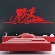 Triathlon Wall Sticker Decal Swimming Posters Vinyl Wall Decals Decor Mural Triathlon Car  Decal 2024 - buy cheap