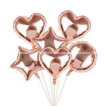 Globo de aluminio con forma de corazón para fiesta de boda, globo de helio con forma de corazón de oro rosa, champán y estrellas, decoración para fiesta de boda, Baby Shower, 10 Uds. 2024 - compra barato