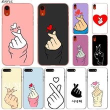 Finger heart-funda de teléfono dura transparente para iPhone X, XS, Max, XR, 8, 7, 6, 6s Plus, 5, SE, 5C, 4, 4S 2024 - compra barato