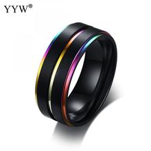 New Trendy fashion Stainless Steel finger Rings Lucky Rainbow Rings For Men Daily Wear Gay Lesbian Wedding Bands Jewelry Rings 2024 - buy cheap