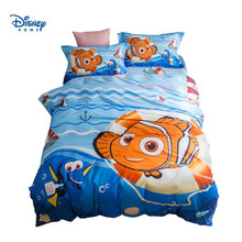 Ropa de cama de pez azul Nemo para niños, decoración de algodón para dormitorio, sábanas de cama, edredón de tamaño doble, textiles para el hogar, cobertura completa de Reina 2024 - compra barato