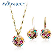 MOONROCY Envío Gratis joyería de Oro Rosa Zirconia Cúbico de Color Conjuntos de Joyas de Cristal Collar y Aretes de moda set de Regalo 2024 - compra barato