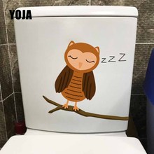 YOJA 23X19.8CM Mural Badroom Home Decor Wall Sticker Hand Painted Sleeping Owl Pattern Toilet Decal T5-0621 2024 - buy cheap