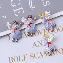 DIY Jewelry Findings Ornament Accessories 60pcs Enamel Metal Alloy Charms Angel Wings Girl Necklace Keyring Phone Chain Pendants 2024 - buy cheap