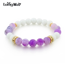 LongWay 8mm Handmade Weathered Matte Onyx Women's Bracelets With Natural Stone Beaded Bracelets Men Jewelry SBR160141 2024 - buy cheap