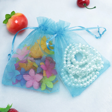 Wholesale 100pcs/lot,Drawable Lake Blue Small Organza Bags 7x9cm, Favor Wedding Gift Packing Bags,Packaging Jewelry Pouches 2024 - buy cheap