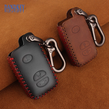 Dandkey 3 Buttons Leather Keychain Car Key Case For Toyota Crown Camry Highlander Prado Land Cruiser Prius Intelligent Key Cover 2024 - buy cheap