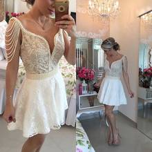 Ivory Elegant Cocktail Dresses A-line V-neck Short Mini Embroidery Pearls Party Plus Size Homecoming Dresses 2024 - buy cheap