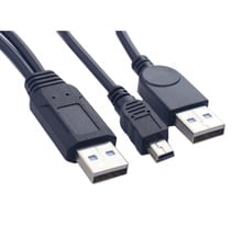 Usb 2.0 dupla um tipo 2a macho para mini 5 pinos macho y cabo 0.7m 70cm 2 pés para disco rígido móvel de 2.5" 2024 - compre barato