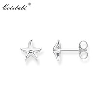 Pendientes de tuerca de estrella de mar para mujer, aretes de alta calidad, estilo europeo, Plata de Ley 925, joyería 2018 2024 - compra barato