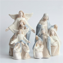 Ceramic Crafts Christmas Nativity Manger Group Holy Madonna Hollow Stars Candlestick Christian Ornament jesus figure Virgin Mary 2024 - buy cheap