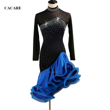 CACARE Latina Latin Dance Dress Customize Women Girls Tango Salsa Fringed Dress Ballroom Waltz D0521 Sheer Hem Mesh Sleeve 2024 - buy cheap