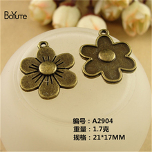 BoYuTe (50 Pieces/Lot) 21*17MM Antique Bronze Plated Zinc Alloy Flower Charms Pendant for Jewelry Making Accessories Diy 2024 - buy cheap