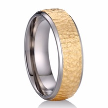 Rose Gold & Gold Color Available 7mm Pure Titanium Ring with Multi-faceted Hammer Finish Comfort Fit Male Female Wedding Band 2024 - buy cheap