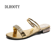 Woman Sandals Shoes Slippers 2018 Summer Style Peep Toe Slides Slip On Fashion Solid Crystal Casual Comfortable 2024 - buy cheap