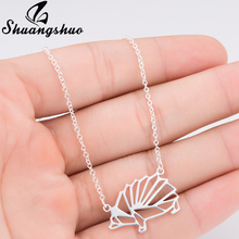 Shuangshuo New Fashion Origami Hedgehog Geometric Necklaces & Pendants Hedgehog Necklace Women Animal Necklace Choker collares 2024 - buy cheap