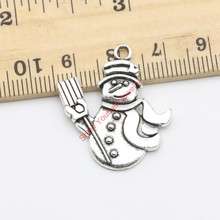 JAKONGO 10pcs Tibetan Silver Plated Christmas Snowman Charms Pendants for Jewelry Making DIY Handmade Craft 29x25mm 2024 - buy cheap