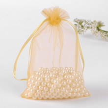 100pcs 10*15cm Champagne Organza Gift Bag Jewelry Packaging Display Bags Drawstring Pouch For Bracelet/necklace Mini Yarn Bag 2024 - buy cheap