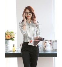 Blusas Femininas Spring Women Blouses Long Sleeve Office Lady Elegant Striped Shirts Women Chiffon Tops 2024 - buy cheap