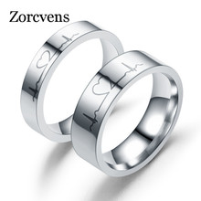 ZORCVENS 2022 New Sliver Color Stainless Steel Heartbeat Electrocardiogram Wedding Rings For Woman 2024 - buy cheap