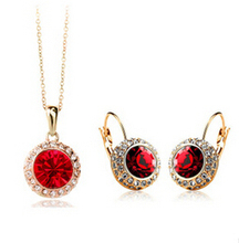 Conjuntos de joyería de cristal de Luna Roja y Río, conjunto de collar y pendientes de estilo estadounidense, joyería de boda de lujo natural para chica 2024 - compra barato