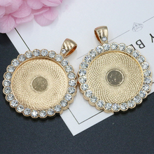 2pcs The new listing inlaid crystal round bottom 20mm 25mm 30mm 35mm necklace pendant pendant DIY handmade material accessories 2024 - buy cheap