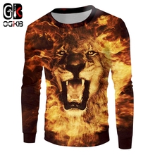 OGKB Lady Pullovers New Loose Sweatshirt 3D Printed Tiger And Flame Lion And Crayfish Oversized Costuming Winter Coat 2024 - buy cheap