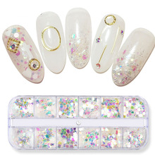 12 rejillas/juegos de brillantina uña lentejuelas redondas mixtas artesanal escamas decoraciones Nail Art 2024 - compra barato